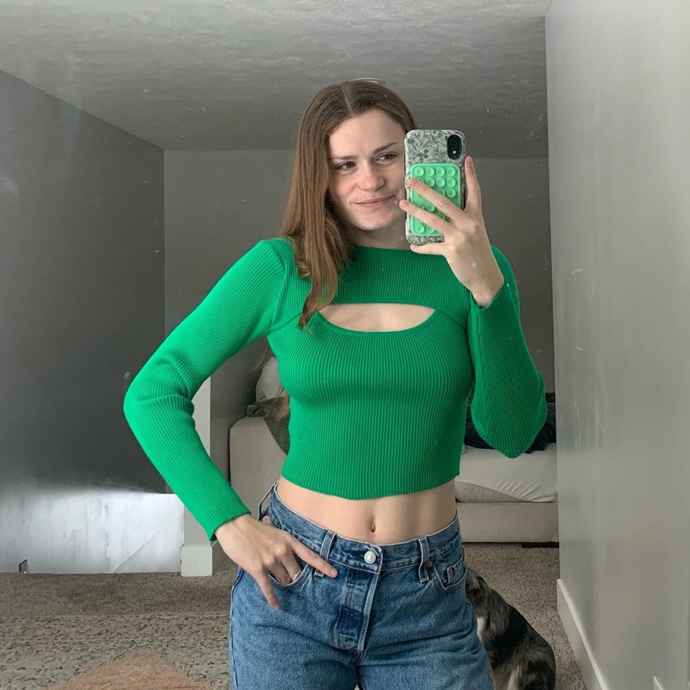 Princess Polly Green Thick Cropped Bolero